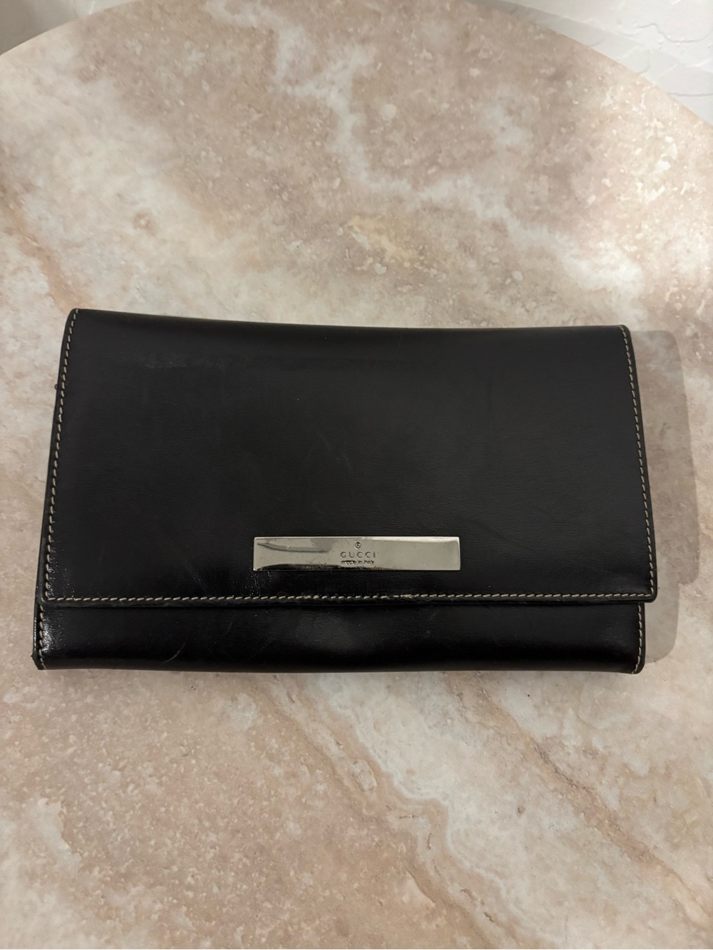 Vintage Gucci Tom Ford Era Black Leather Long Continental Wallet